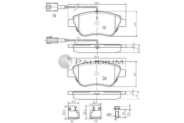 комплект спирачно феродо, дискови спирачки ASHUKI by Palidium  