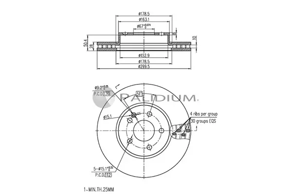 спирачен диск ASHUKI by Palidium  