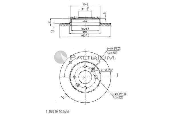 спирачен диск ASHUKI by Palidium  