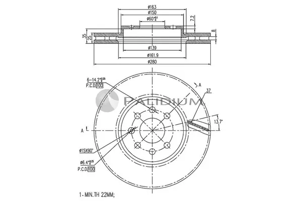 спирачен диск ASHUKI by Palidium  
