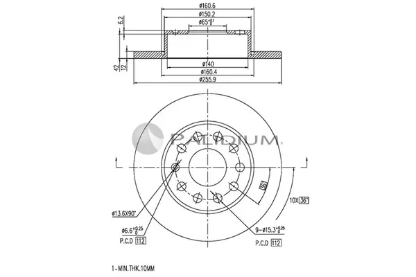 спирачен диск ASHUKI by Palidium  