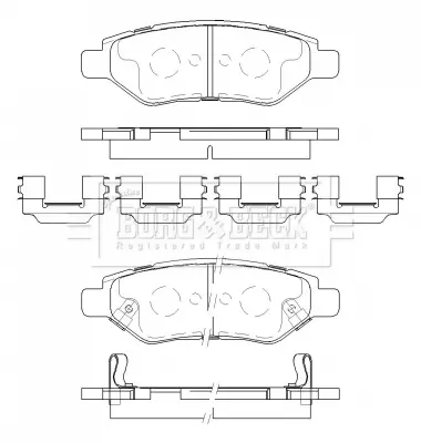 комплект спирачно феродо, дискови спирачки BORG & BECK         