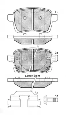 комплект спирачно феродо, дискови спирачки BORG & BECK         