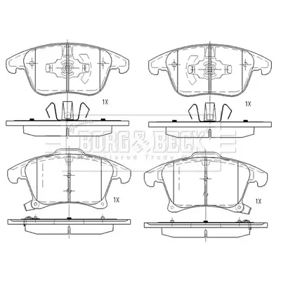 комплект спирачно феродо, дискови спирачки BORG & BECK         