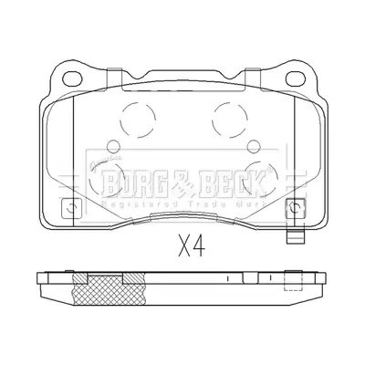 комплект спирачно феродо, дискови спирачки BORG & BECK         