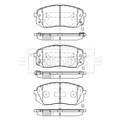 комплект спирачно феродо, дискови спирачки BORG & BECK         