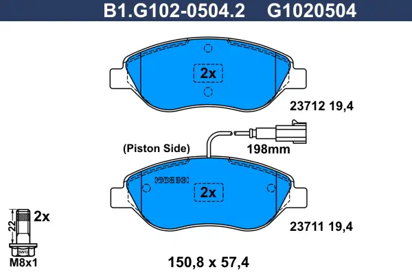 Накладки за FIAT STILO (192) 2.4 20V (192_XD1A) B1.G102-0504.2 GALFER              