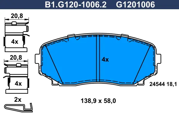 комплект спирачно феродо, дискови спирачки GALFER              