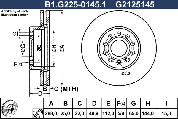 Спирачни дискове за AUDI A3 (8V1) 1.6 TDI B1.G225-0145.1 GALFER              