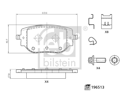 Комплект спирачно феродо, дискови спирачки FEBI BILSTEIN