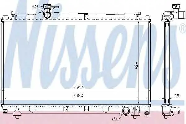 Радиатор, охлаждане на двигателя NISSENS 64670A