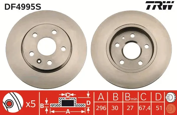 Спирачен диск TRW DF4995S