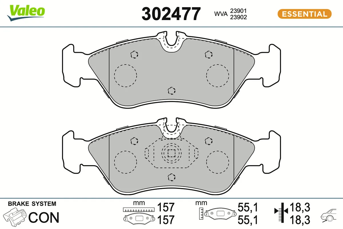 Комплект спирачно феродо, дискови спирачки VALEO 302477