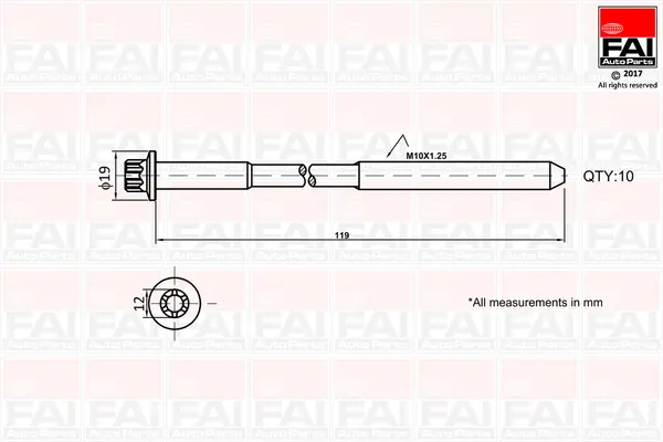 Комплект болтове на капака на клап. (на цилиндровата глава) FAI AutoParts
