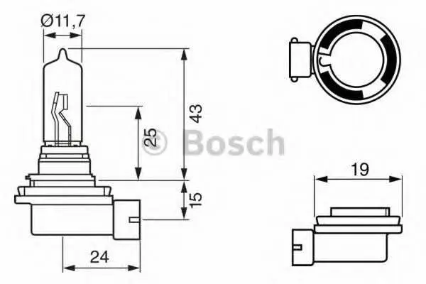 Крушка с нагреваема жичка, фар за дълги светлини BOSCH