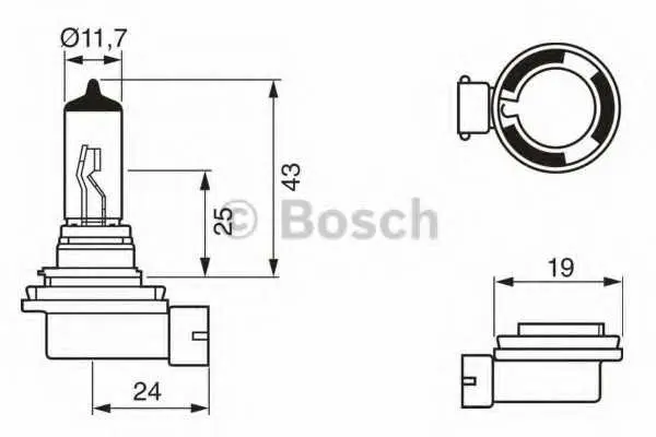 Крушка с нагреваема жичка, фар за дълги светлини BOSCH