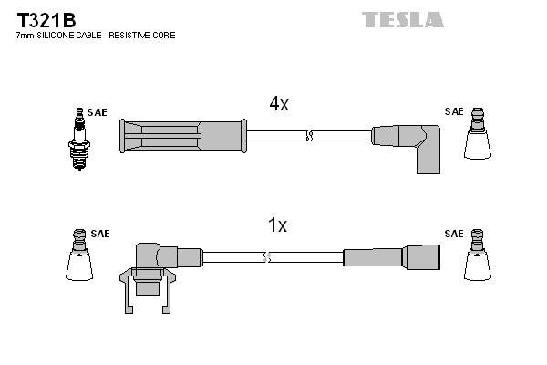 Комплект запалителеи кабели TESLA