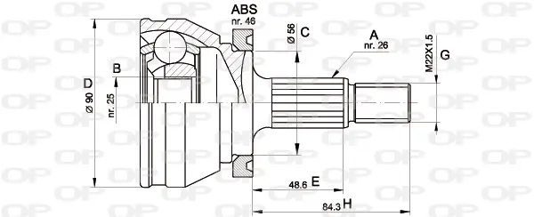 Каре комплект, полуоска OPEN PARTS