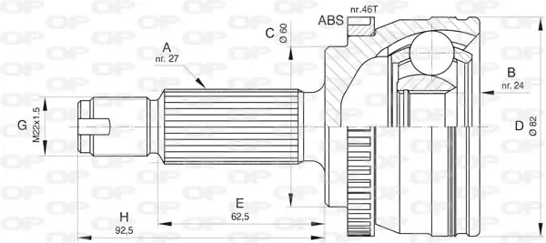 Каре комплект, полуоска OPEN PARTS