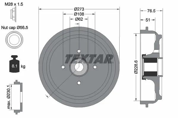 Спирачен барабан TEXTAR