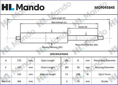 газов амортисьор, багажно/товарно пространство MANDO               