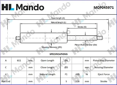 газов амортисьор, багажно/товарно пространство MANDO               