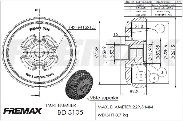 Спирачен барабан FREMAX