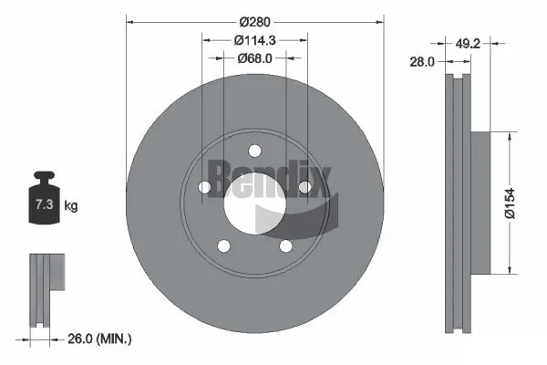 Спирачен диск BENDIX Braking