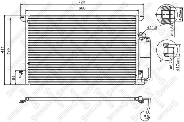 Радиатор климатик за SAAB 9-3X 2.0 t XWD 10-45554-SX STELLOX             