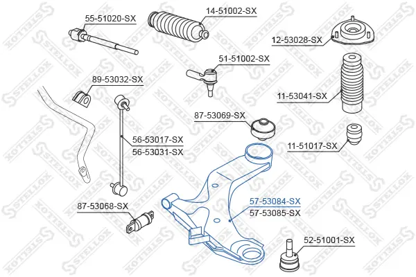 носач, окачване на колелата STELLOX             