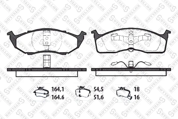 комплект спирачно феродо, дискови спирачки STELLOX             