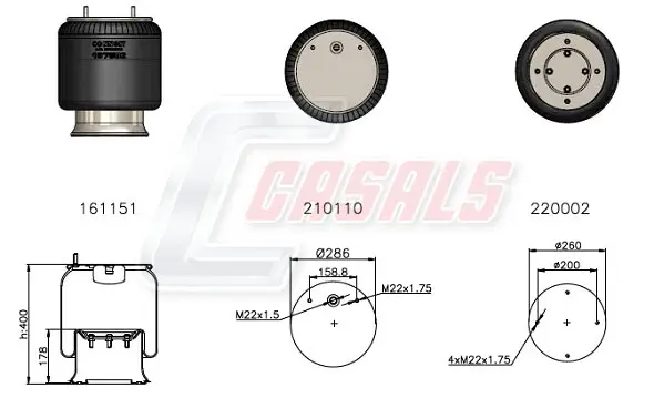 маншон, въздушно окачване CASALS              