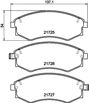 комплект спирачно феродо, дискови спирачки HELLA PAGID         