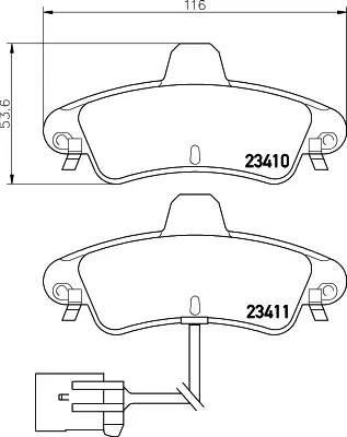 комплект спирачно феродо, дискови спирачки HELLA PAGID         