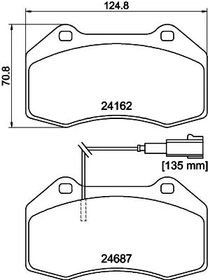 комплект спирачно феродо, дискови спирачки HELLA PAGID         