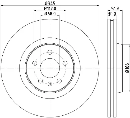 Спирачни дискове за AUDI Q5 (8R) 2.0 TDI quattro 8DD 355 117-181 HELLA PAGID         