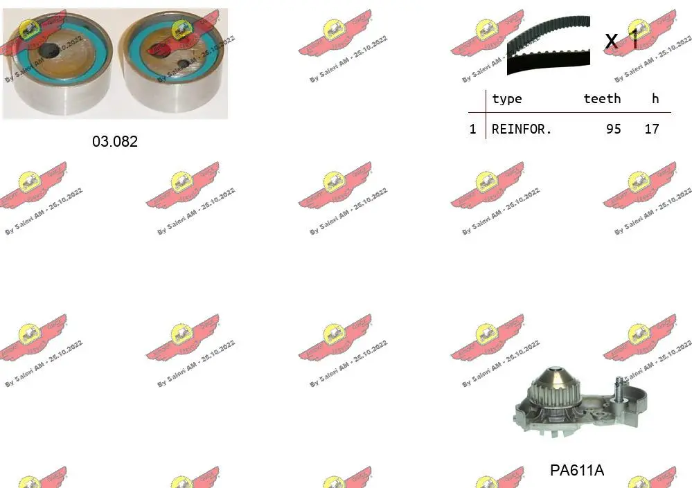 водна помпа- к-кт ангренажен ремък AUTOKIT             