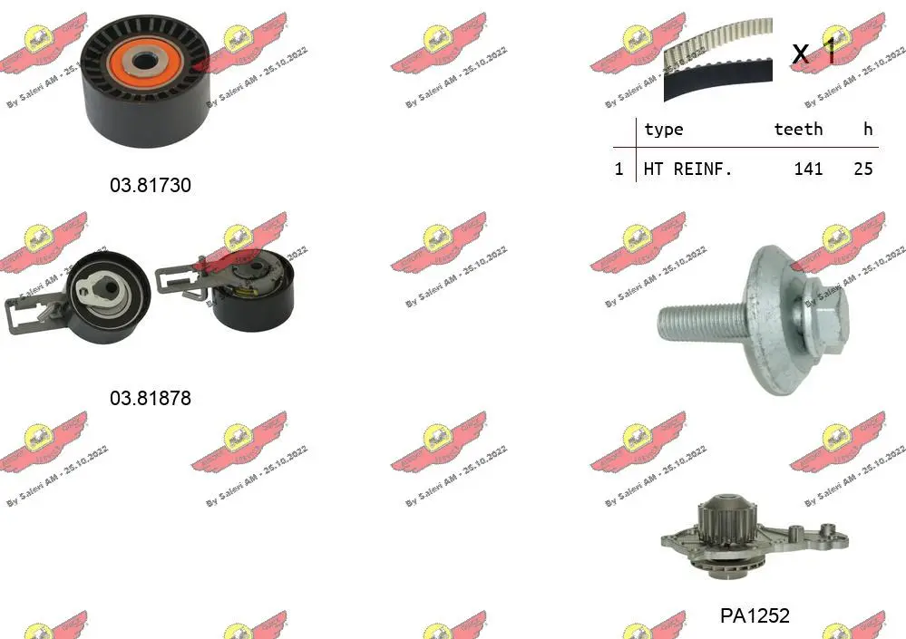 водна помпа- к-кт ангренажен ремък AUTOKIT             