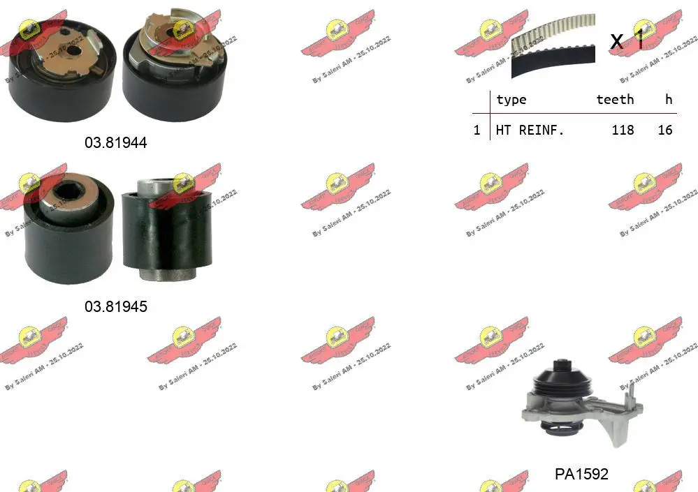 водна помпа- к-кт ангренажен ремък AUTOKIT             