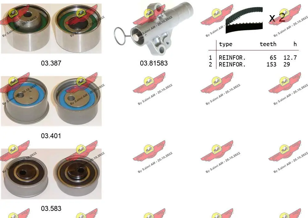 комплект ангренажен ремък AUTOKIT             