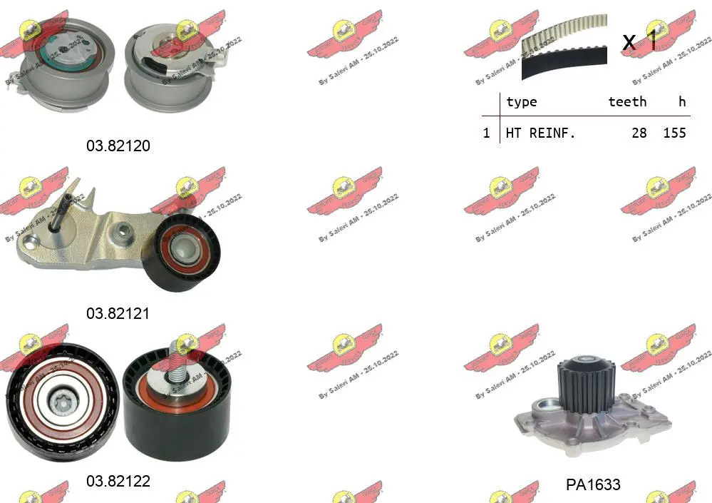 водна помпа- к-кт ангренажен ремък AUTOKIT             