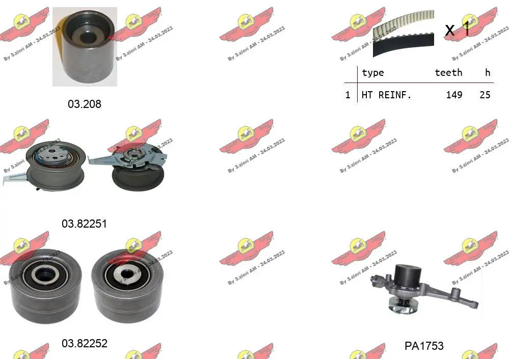 водна помпа- к-кт ангренажен ремък AUTOKIT             