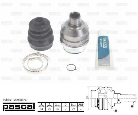 каре комплект, полуоска PASCAL              