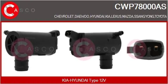 Водна помпа за миещо устр., почистване на стъклата CASCO