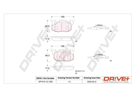 комплект спирачно феродо, дискови спирачки Dr!ve+              