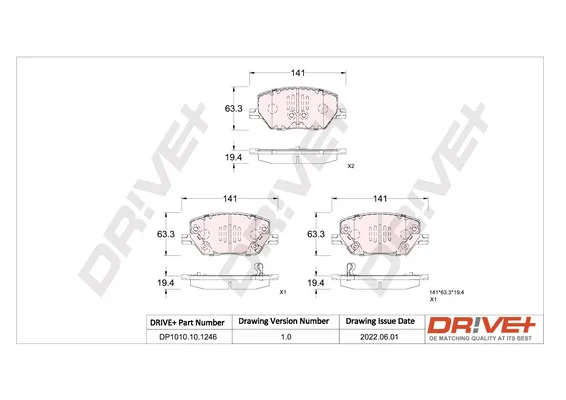 комплект спирачно феродо, дискови спирачки Dr!ve+              