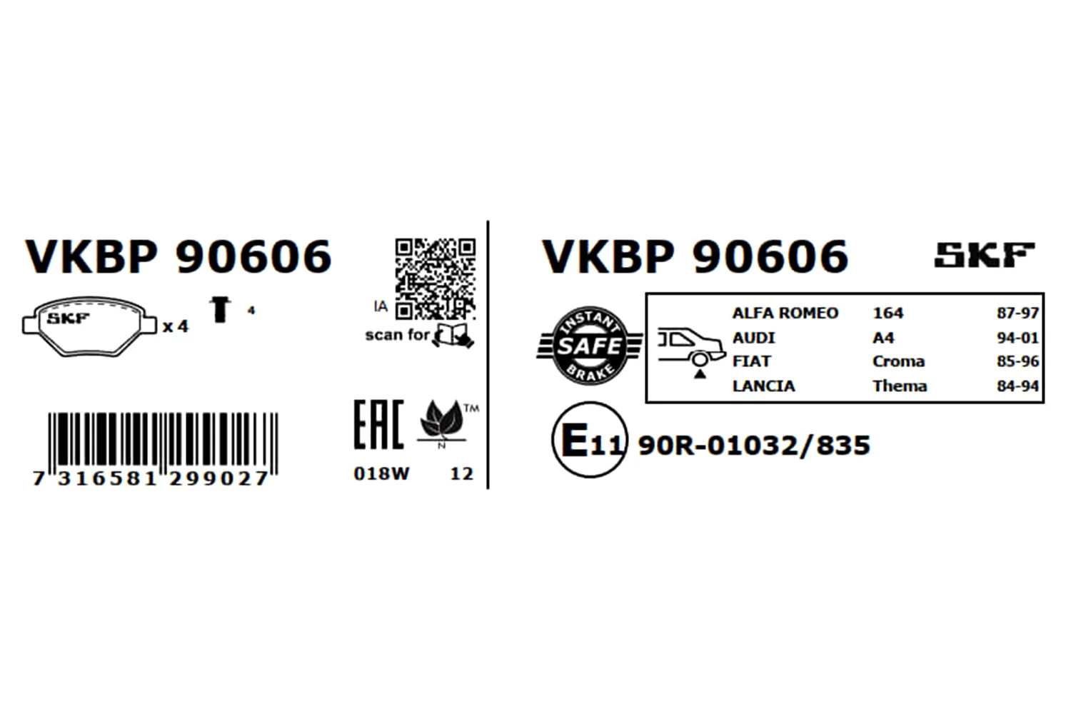 Комплект спирачно феродо, дискови спирачки SKF