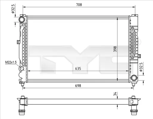 Радиатор, охлаждане на двигателя TYC 702-0010-R