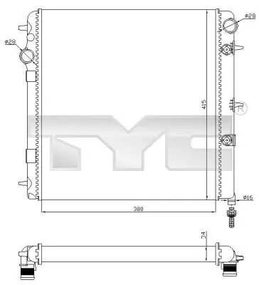 Радиатор, охлаждане на двигателя TYC 705-0071-R