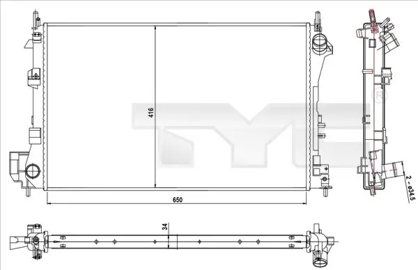 Радиатор, охлаждане на двигателя TYC 725-0010-R